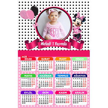 Puantiyeli Minnie Mouse Temalı Takvim Magnet