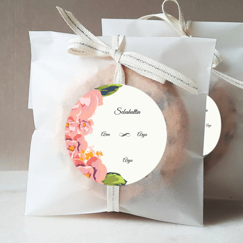 Pudra Pembe Güller Temalı Söz Nişan Nikah Sticker