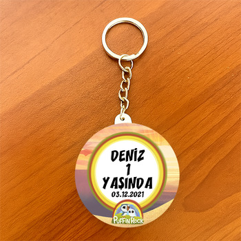 Puffin Rock Temalı Daire Plastik Anahtarlık