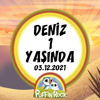 Puffin Rock Temalı Kare Doğum Günü Parti Afiş