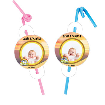 Puffin Rock Temalı Pipet ve Kartı
