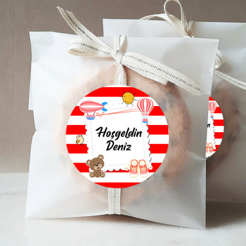 Pul Çerçeveli Kırmızı Balon ve Uçak Temalı