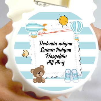 Pul Çerçeveli Mavi Balon ve Uçak Temalı Kapak Şekilli Magnet Açacak
