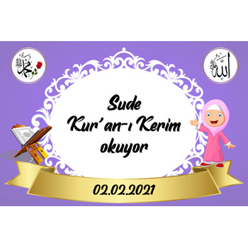 Rahle ve Kız Çocuğu Lila Fon Temalı Magnet