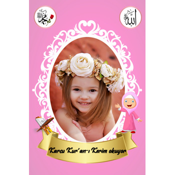 Rahle ve Kız Çocuğu Pembe Fon Temalı Magnet