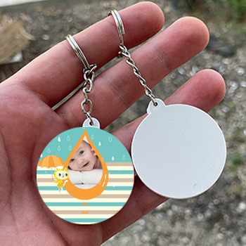 Rain Temalı Resimli Daire Plastik Anahtarlık