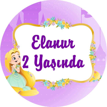 Rapunzel Temalı Akrilik Daire Magnet