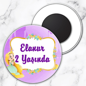 Rapunzel Temalı Daire Plastik Magnet