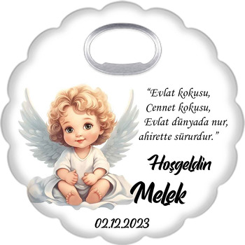 Realistik Melek Bebek Temalı Çiçek Şekilli Magnet Açacak