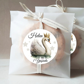 Realistik Taçlı Kuğu ile Yıldızlar Temalı Sticker