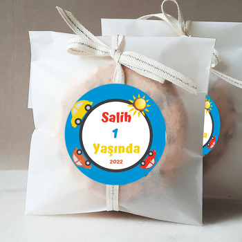 Renkli Arabala Çerçeve ile Mavi Fon Temalı Sticker