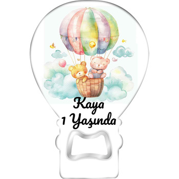 Renkli Balonda Fare Kardeşler Temalı Balon Ahşap Magnet 