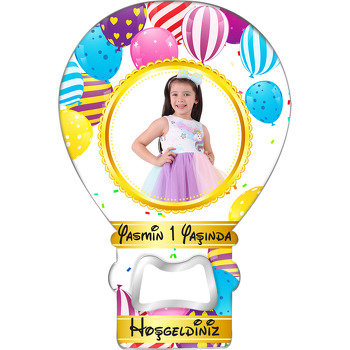 Renkli Balonlar Ve Konfeti Temalı Resimli Balon Magnet Açacak