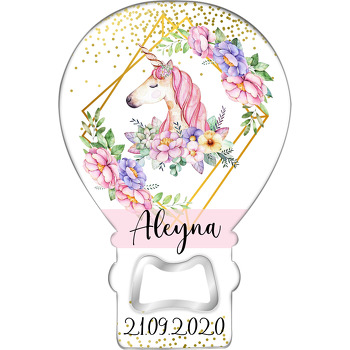 Renkli Çiçekli Unicorn Temalı Balon Magnet Açacak