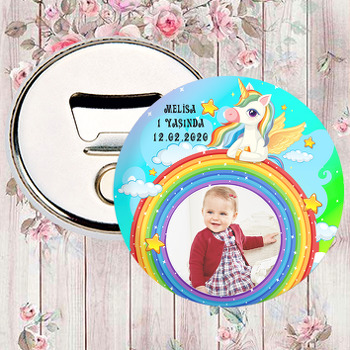 Renkli Gökkuşağı Ve Unicorn Temalı Resimli Magnet Açacak