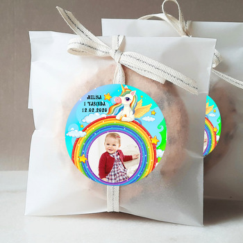 Renkli Gökkuşağı Ve Unicorn Temalı Resimli Sticker