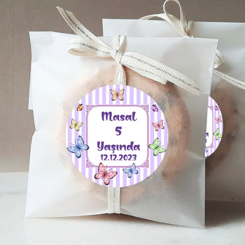 Renkli Kelebekler ile Pembe Flama Temalı Sticker