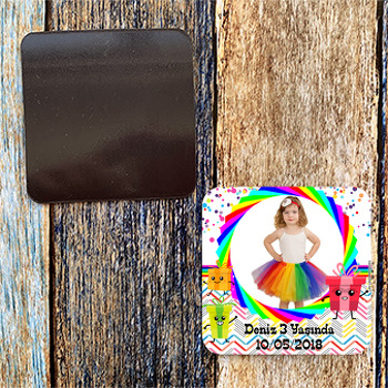 Renkli Kutular Temalı Kare Magnet
