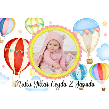 Renkli Uçan Balonlar Temalı Doğum Günü Magnet
