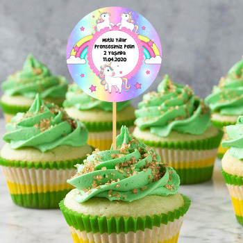 Renkli Unicorn Temalı Kürdan Süs