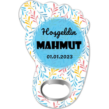 Renkli Yaprak Dalları Desen Temalı Ayak İzi Magnet Açacak