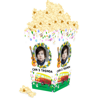 Retro Desen Temalı Temalı Popcorn Kutusu