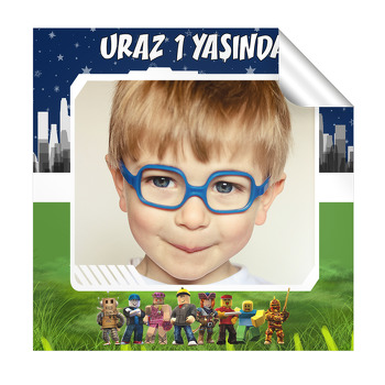 Roblox Temalı Resimli Kare Etiket