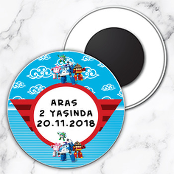 Robocar Poli Temalı Daire Plastik Magnet