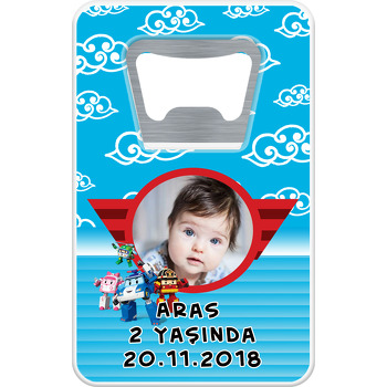 Robocar Poli Temalı Dikdörtgen Magnet Açacak