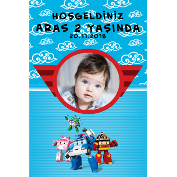 Robocar Poli Temalı Doğum Günü Afiş