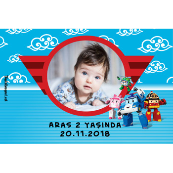 Robocar Poli Temalı Doğum Günü Plastik Magnet