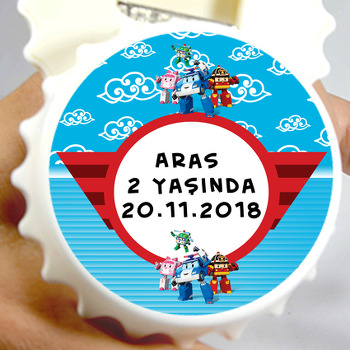 Robocar Poli Temalı Kapak Şekilli Magnet Açacak