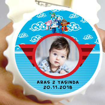 Robocar Poli Temalı Resimli Kapak Şekilli Magnet Açacak