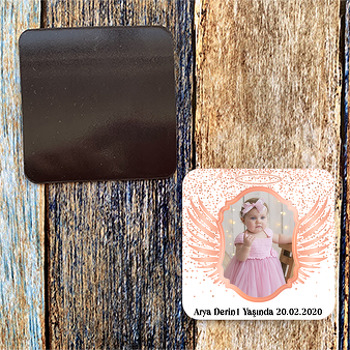 Rose Gold ve Melek Kanadı Temalı Kare Magnet