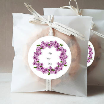 Saçılmış Mor Çiçekler Temalı Söz Nişan Nikah Sticker