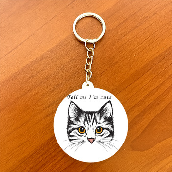 Sade Kedi Temalı Daire Plastik Anahtarlık