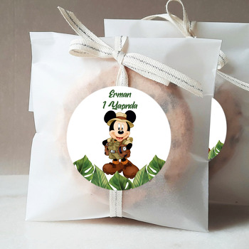 Safari Mickey Mouse ile Yapraklar Temalı Sticker