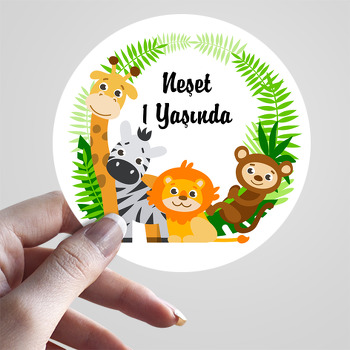 Safari Orman Hayvanları Temalı Parti Sticker