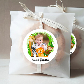 Safari Orman Hayvanları Temalı Resimli Parti Sticker