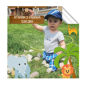 Safari Temalı  Kare Etiket