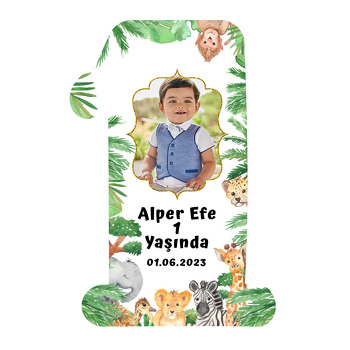 Safari Temalı Resimli Doğum Günü Magnet