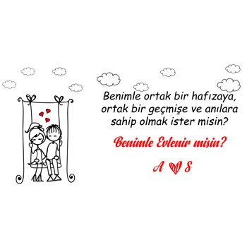 Salıncakta Sevgili Temalı Resimli Evlilik Teklifi Afiş