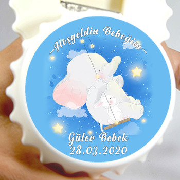 Sallanan Fil Ve Tavşan Temalı Kapak Şekilli Magnet Açacak