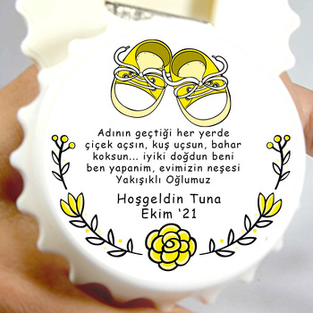 Sarı Bebek Ayakkabılı Temalı Kapak Şekilli Magnet Açacak