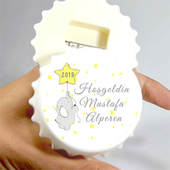 Sarı Bebek Fil Temalı Kapak Şekilli Magnet Açacak