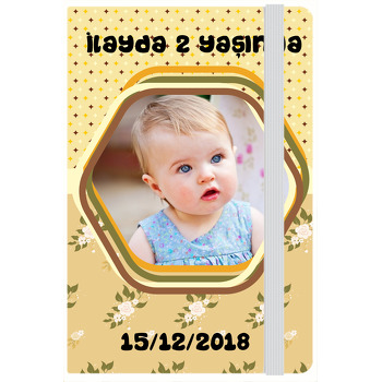 Sarı Çerçeve Temalı Doğum Günü Kişiye Anı Özel Defter