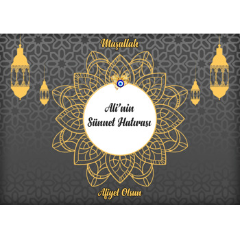 Sarı Çerçeveli Ramazan Işıklı Sünnet Temalı Amerikan Servis