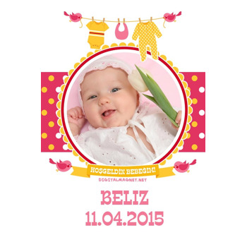 Sarı Kuşaklı Hoşgeldin Kız Bebek Magnet