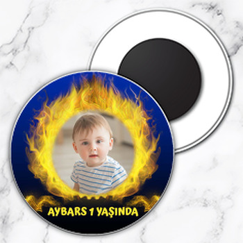 Sarı Lacivert Temalı Daire Plastik Magnet