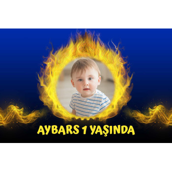 Sarı Lacivert Temalı Doğum Günü Afiş